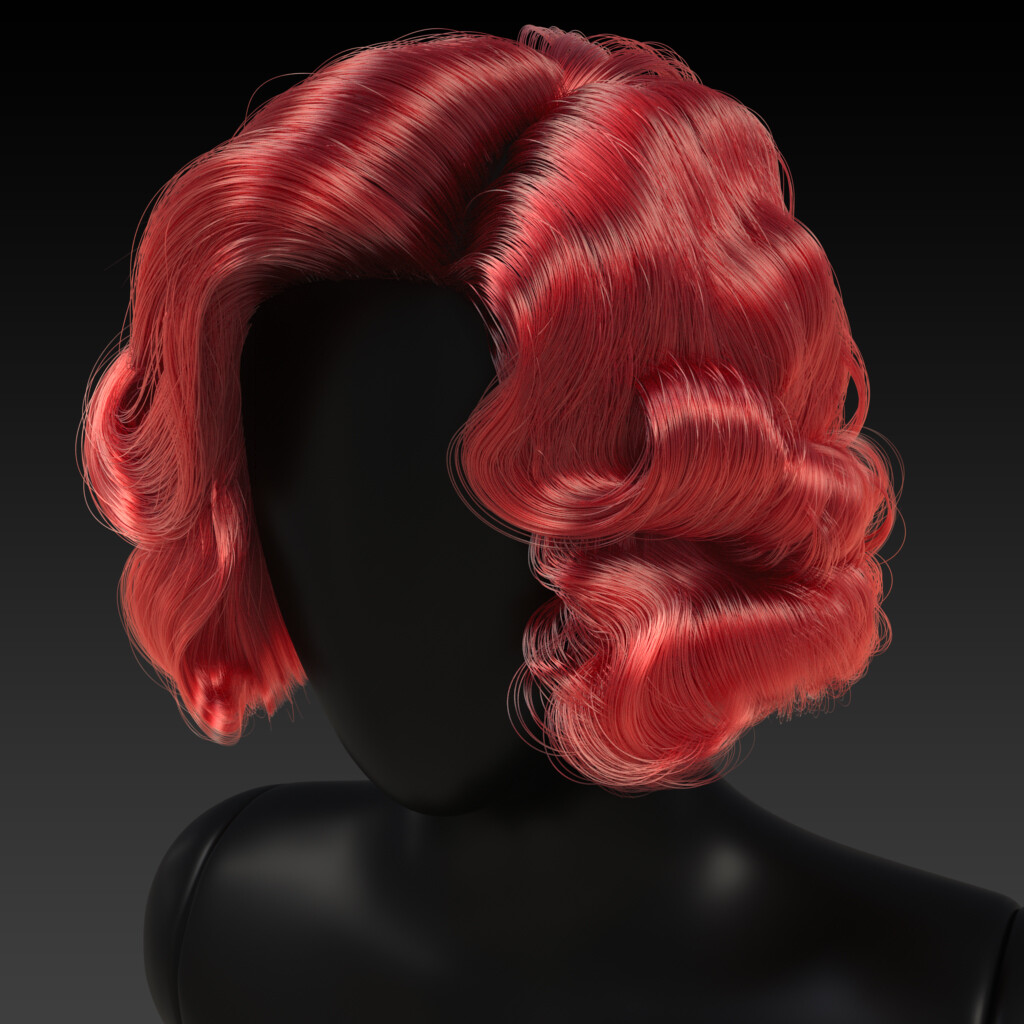 Hollywood Bombshell curls, three-quarter view